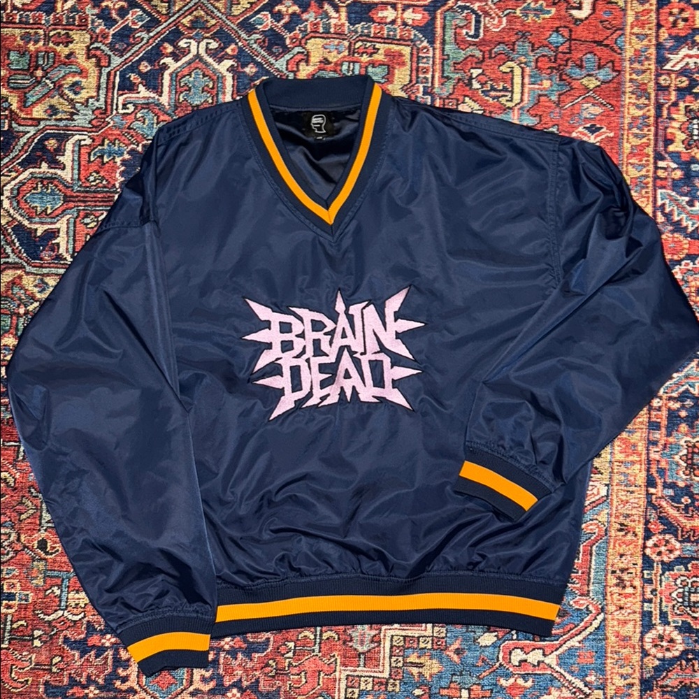 Brain Dead Navy Pullover with Yellow Trim